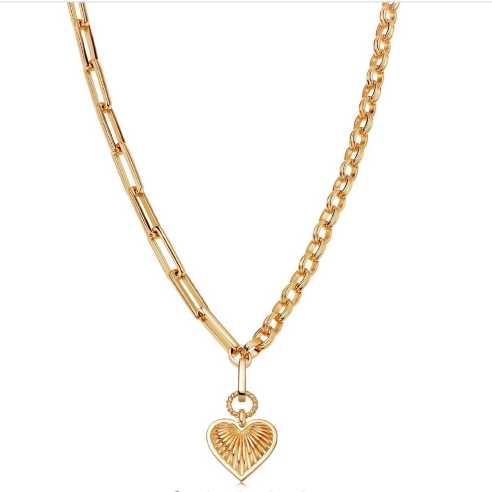 Gold ridge heart axiom chain necklace